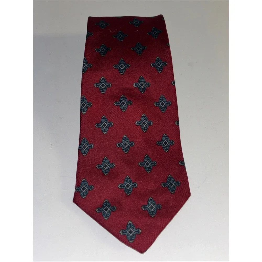 Vintage Bert Pulitzer Red Geometric Silk Tie Necktie
